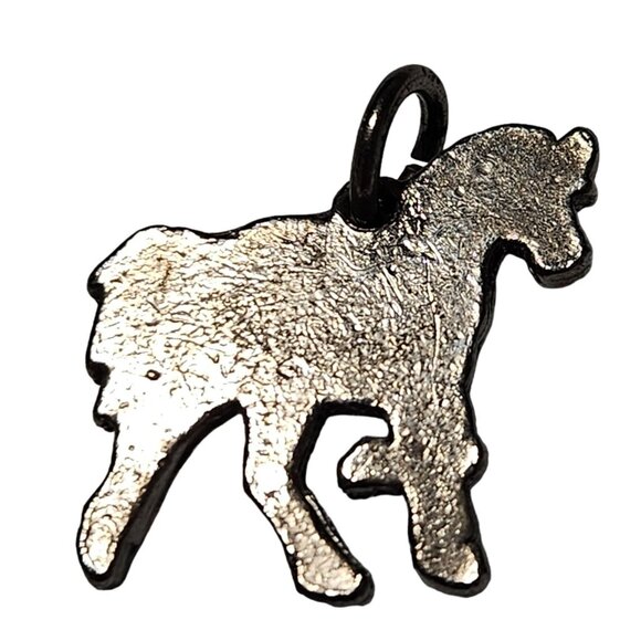 Horse Charm Black Enamel Gold Tone Metal Pendant Jewelry for Necklace Craft DIY - Picture 2 of 3